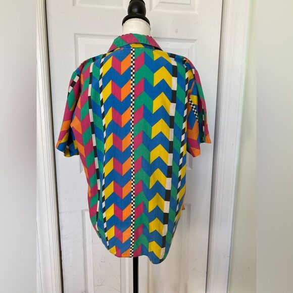 1990s/80s Colorful Art Pop Possibilities Button-down Shirt - Picture 4 of 10